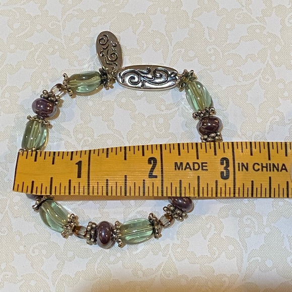 Brighton My mother my angel green gemstone,silver beads stretch bracelet  - Picture 8 of 8
